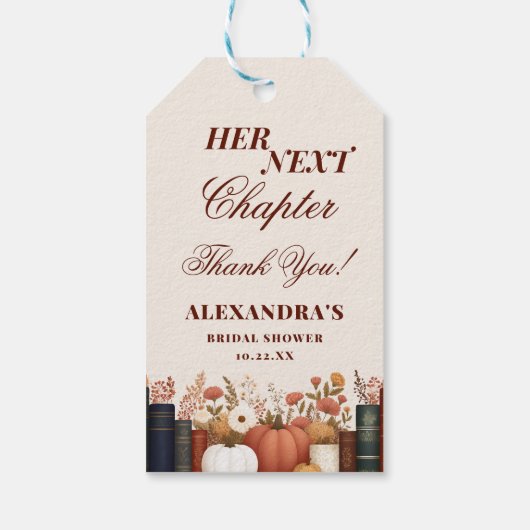 Her Next Chapter Book Theme Bridal Shower Favor Geschenkanhänger (Rückseite)