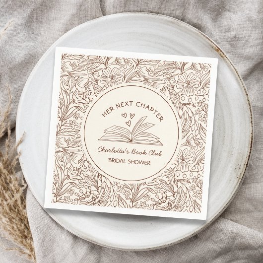 Her Next Chapter Brown Book Club Bridal Shower Serviette