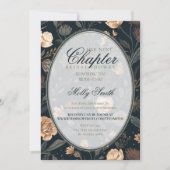 Her Next Chapter Dark Floral Bridal Shower Einladung (Vorderseite)