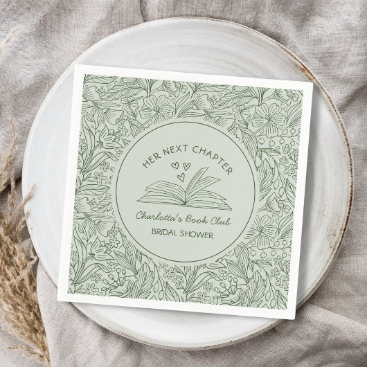Her Next Chapter Green Book Club Bridal Shower Serviette