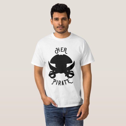 HER Pirate Black Crossbones Skull & Sword White T-Shirt (Vorne ganz)