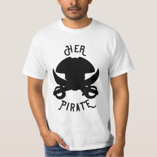 HER Pirate Black Crossbones Skull & Sword White T-Shirt