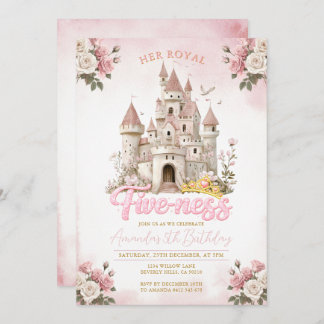 Her Royal Five-ness Princess Birthday Pink Einladung