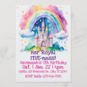 Her Royal Five-ness Rainbow Castle 5th Birthday Einladung (Vorderseite)