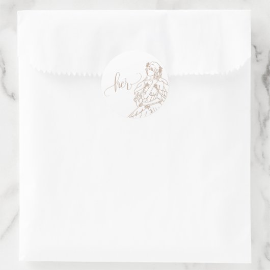 Her Runder Aufkleber (Tasche)