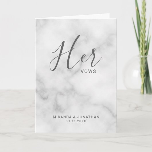 'Her Vows' White Marble Wedding Vows (Vorderseite)
