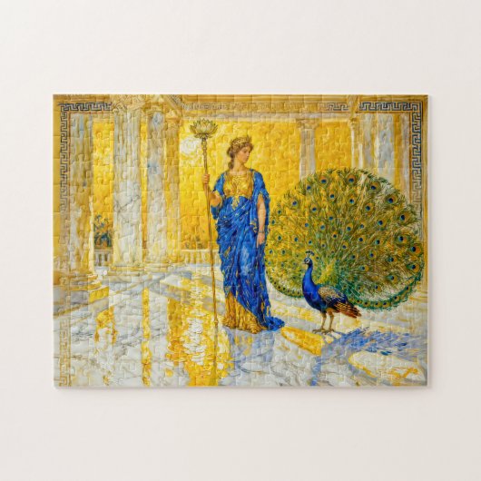 Hera mit Pfau und Zepter in der großen Tempelhalle Puzzle (Horizontal)