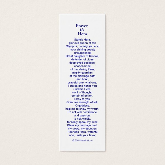 Hera Prayer Card (Vorderseite)