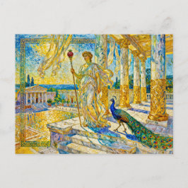 Hera with Peacock and Pomegranate Scepter in Templ Postkarte