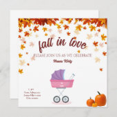 Herabfallen in Liebe Baby Duschkarte , kleiner Gür Einladung (Vorne/Hinten)