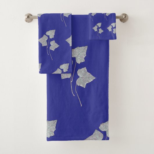 Herabfallende Blätter Tiefblau Badhandtuch Set (Insitu)