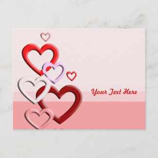 herabfallende Herzen rosa Hintergrund Postkarte