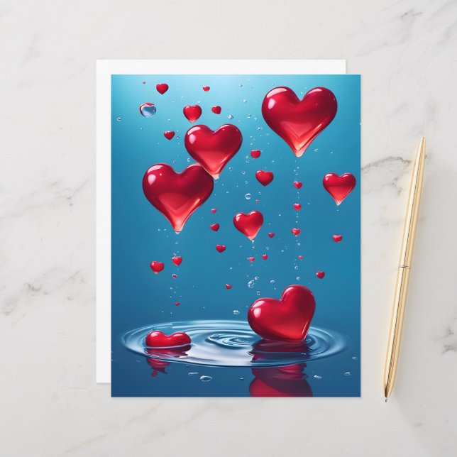 herabfallende Hochglanzherzen der Liebe (Vorderseite/Rückseite Beispiel)