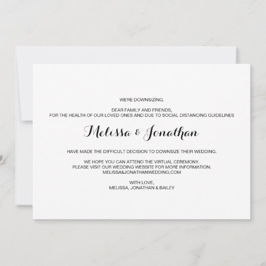 Herabgesetzte Änderung von Plänen zur Hochzeitsank Save The Date (Rückseite)