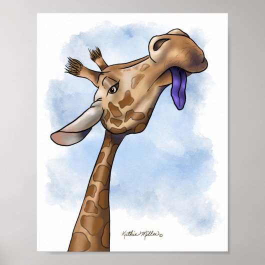 Herablassender Giraffen-Cartoon Poster (Vorne)