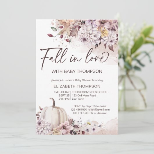 Herabsetzung der Kürbiskuchendusche in der Liebe Einladung (Stehend Vorderseite)