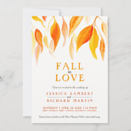 Herabsetzung der Liebe Aquarellorange Blätter Hoch Einladung