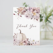 Herabsetzung der Liebe Baby Dusche Blätter Kürbis  Dankeskarte (Stehend Vorderseite)