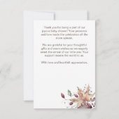 Herabsetzung der Liebe Baby Dusche Blätter Kürbis  Dankeskarte (Rückseite)