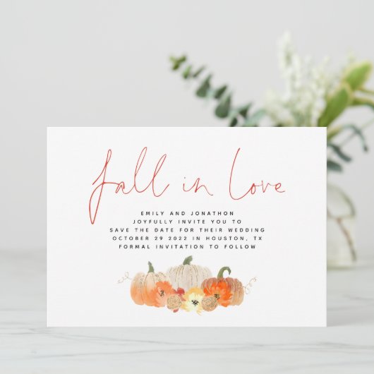 Herabsetzung der Liebe Glittery Pumpkins QR Code H Save The Date (Stehend Vorderseite)