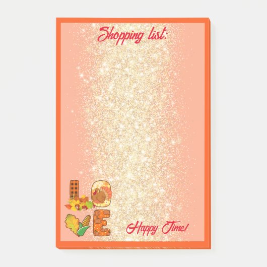 Herabsetzung der Liebe Herbsteinstellung Text und  Post-it Klebezettel (Vorderseite)