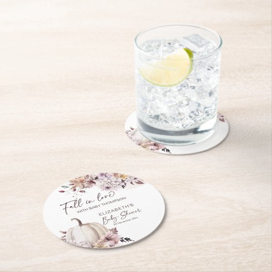 Herabsetzung der Liebe Pastel boho Kürbis Babydusc Runder Pappuntersetzer (Vor Ort)