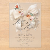 Herabsetzung der Liebe White Bow Floral Baby Dusch Acryleinladungen (Vorderseite)