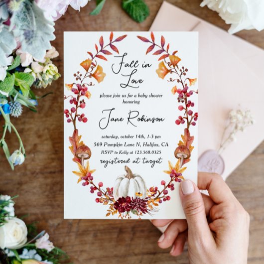 Herabsetzung der Liebe White Pumpkin Baby Dusche Einladung