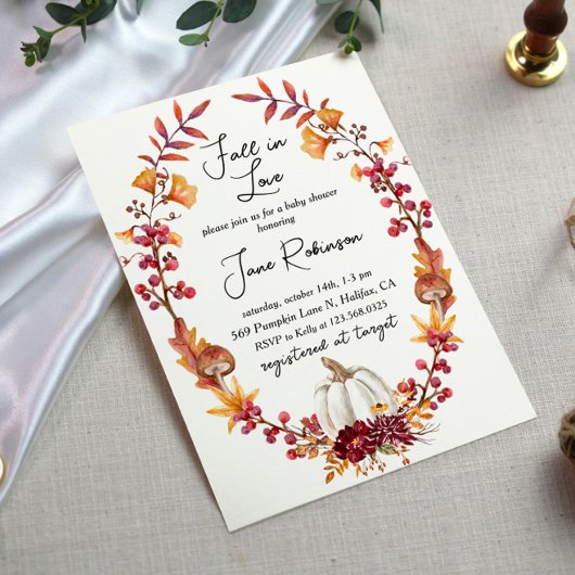 Herabsetzung der Liebe White Pumpkin Baby Dusche Einladung