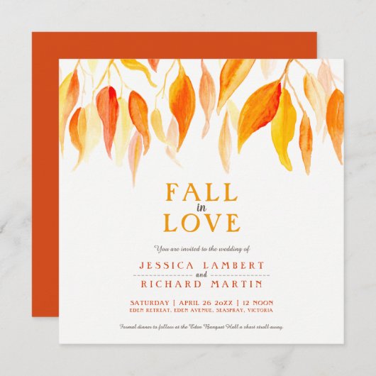 Herabsetzung der viereckigen Hochzeit in Liebe Einladung (Vorne/Hinten)