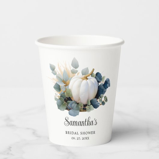 Herabsetzung der weißen Kürbis und der Vegetation Pappbecher (Rückseite)