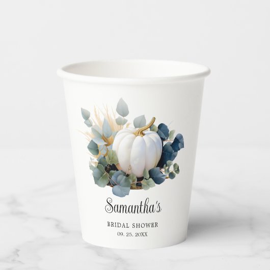 Herabsetzung der weißen Kürbis und der Vegetation Pappbecher (Vorderseite)