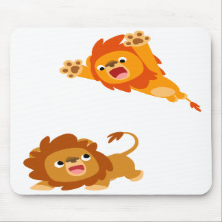 Herabstoßen und gestürzt!! Cartoon-Löwen Mousepad