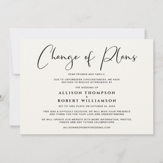 Herabstufiger Wechsel der Pläne für Hochzeiten Ele Ankündigung (Vorderseite)