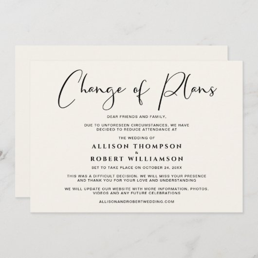 Herabstufiger Wechsel der Pläne für Hochzeiten Ele Ankündigung (Vorne/Hinten)