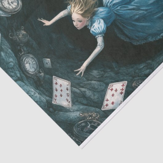 Herabstürzen der Kaninchenloch-Alice im Wunderland Seidenpapier (Ausschnitt)