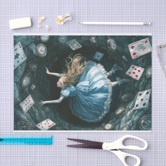 Herabstürzen der Kaninchenloch-Alice im Wunderland Seidenpapier (Handwerk)