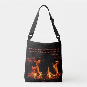 Heraclitus Orange Black Fire Quote Tote Bag Tragetaschen Mit Langen Trägern