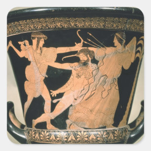 Herakles, das, Detail von einem Dachboden rot-figu Quadratischer Aufkleber