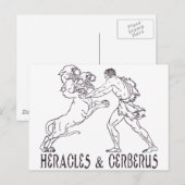 Herakles und Cerberus Postkarte (Vorne/Hinten)