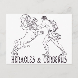 Herakles und Cerberus Postkarte