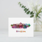 Heraklion skyline im Watercolor Postkarte (Stehend Vorderseite)