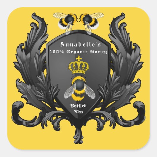 Herald Honey Label personalize Quadratischer Aufkleber (Vorderseite)