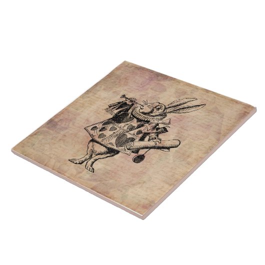 Herald White Rabbit Alice im Wunderland Floral Fliese (Seite)