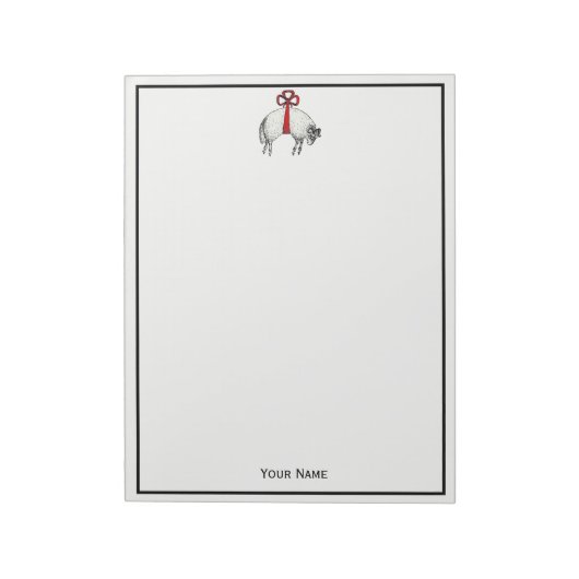 Heraldic Banded Fleece Ram Sheep Wappen Emblem Notizblock (Rotiert)