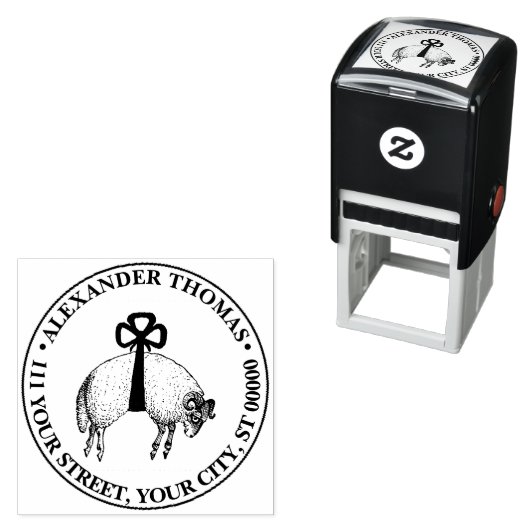 Heraldic Banded Fleece Ram Sheep Wappen Emblem Permastempel (Beispiel)