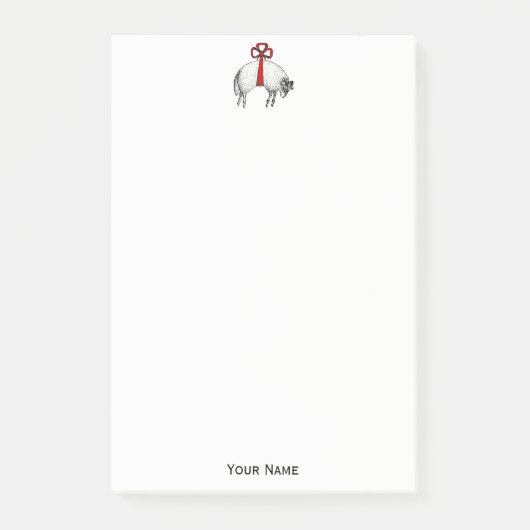 Heraldic Banded Fleece Ram Sheep Wappen Emblem Post-it Klebezettel (Vorderseite)