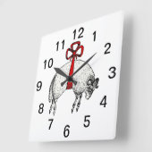 Heraldic Banded Fleece Ram Sheep Wappen Emblem Quadratische Wanduhr (Winkel)