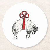 Heraldic Banded Fleece Ram Sheep Wappen Emblem Runder Pappuntersetzer (Vorderseite)