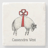 Heraldic Banded Fleece Ram Sheep Wappen Emblem Steinuntersetzer (Vorderseite)